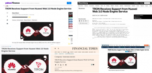 海外知名媒體聚焦 華為云Web3.0節(jié)點引擎服務國際站首批支持波場TRON網(wǎng)絡